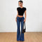 Pantalones Acampanados Denim de Cintura Alta con Estampado para Mujer