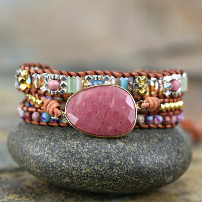 Pulseras de Piedra Natural Tejidas a Mano para Mujer