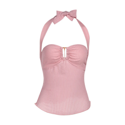Camiseta Halter Escotada de Color Liso - Image 12