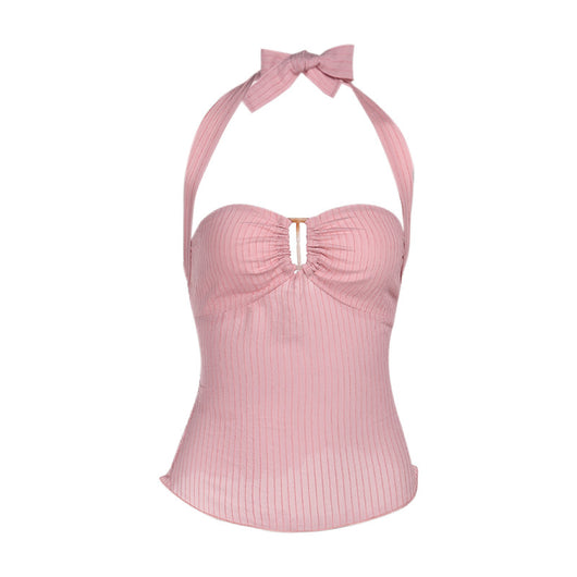 Camiseta Halter Escotada de Color Liso - Image 12