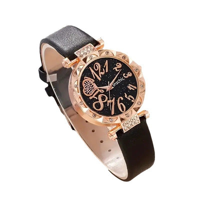 Reloj de Cuarzo con Diamantes y Pulsera de Cuentas para Mujer - Image 4