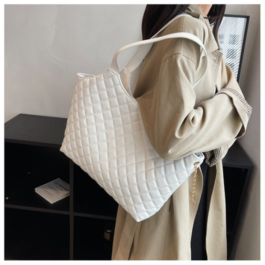 Bolsa Tote Elegante con Cadena Acolchada Cuadros Diamante - Bolso Crossbody de Gran Capacidad - Image 16