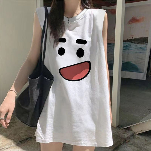 Playera sin Mangas con Letras Estampadas Oversize - Image 6
