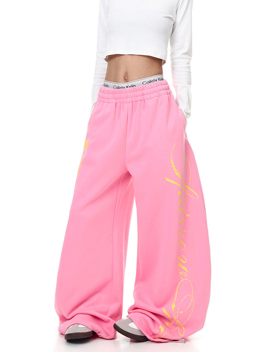 Pantalones Deportivos Anchos con Estampado de Letras para Mujer - Image 13