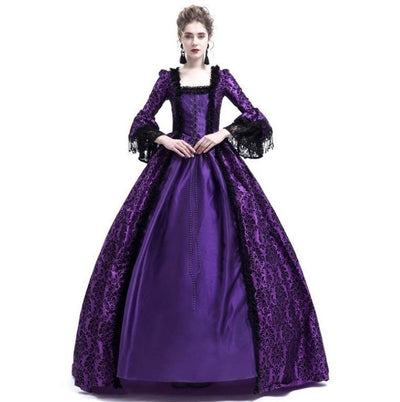 Traje de Corte Medieval Elegante con Trompetas Bordadas - Image 11