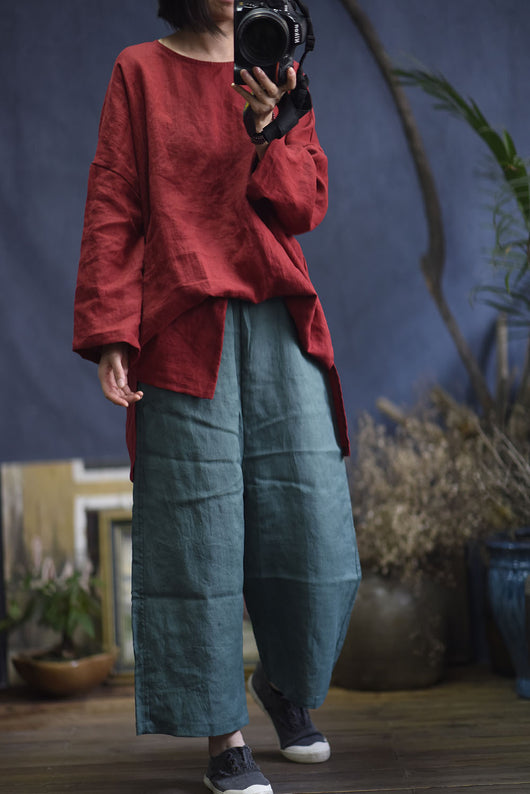 Sudadera Retro de Algodón y Lino con Abertura Lateral - Manga Larga Primavera Otoño - Image 18