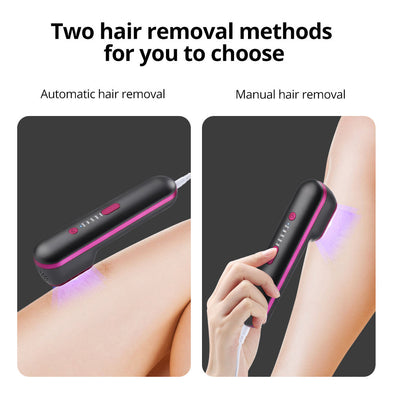Black and pink IPL laser hair removal device kit with power adapter, safety glasses, razor, and manual. - Image 6