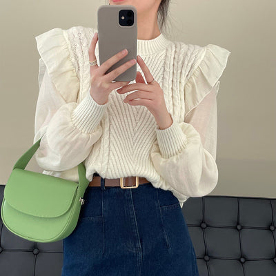 Blusa Chifón con Mangas de Encaje - Diseño Dos Piezas - Image 2