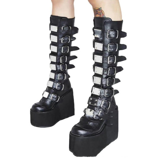 Botas Altas para Mujer con Hebilla Metálica y Suela Gruesa - Image 3