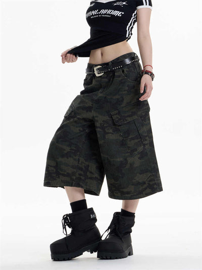 Pantalones Cargo Anchos Estilo Camuflaje Retro para Mujer - Image 6