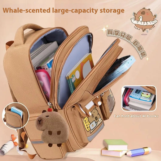 Mochila Escolar Infantil Delfín y Capibara - Diseño Animado - Image 3