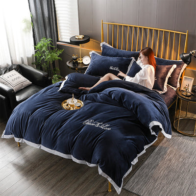 Juego de Cama Cuatro Piezas Terciopelo Cristal con Bordado - Image 14