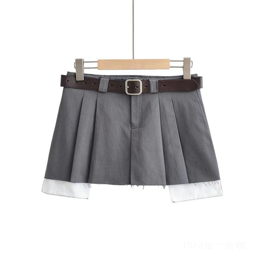 Falda Plisada Estilo Workwear Cintura Baja Efecto Dos Piezas - Image 9