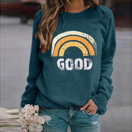 Sudadera Mujer Cuello Redondo Suelta Estampada Manga Larga Casual - Image 31