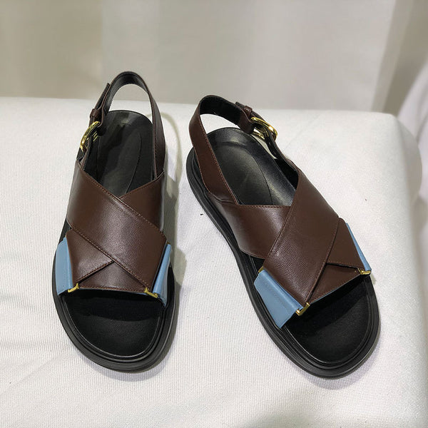 Sandalias Romanas de Cuero con Plataforma Elevada