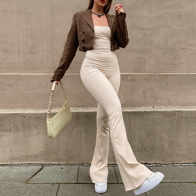 Jumpsuit Casual Elegante sin Mangas con Espalda Descubierta y Cordones - Image 4