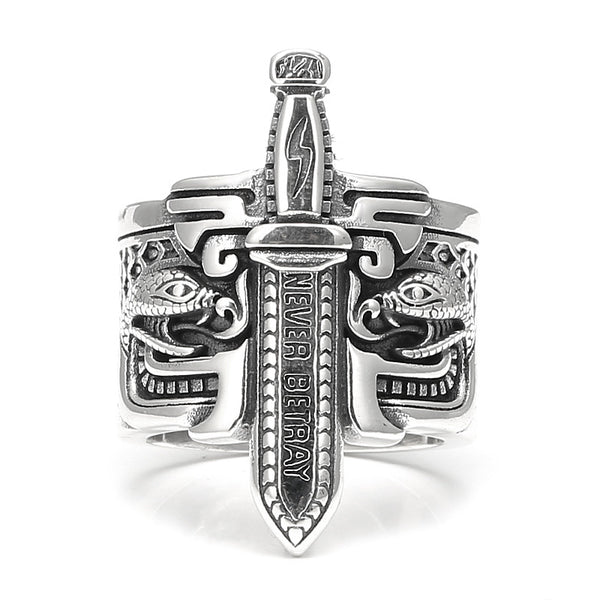 Anillo Espada Punk Vintage Plata Tailandesa para Hombre - Image 3
