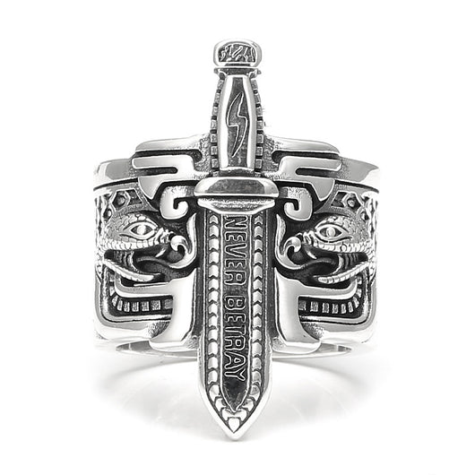 Anillo Espada Punk Vintage Plata Tailandesa para Hombre - Image 3