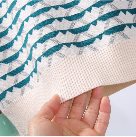 Chaleco Tejido Jacquard con Contraste Retro para Mujer - Image 10