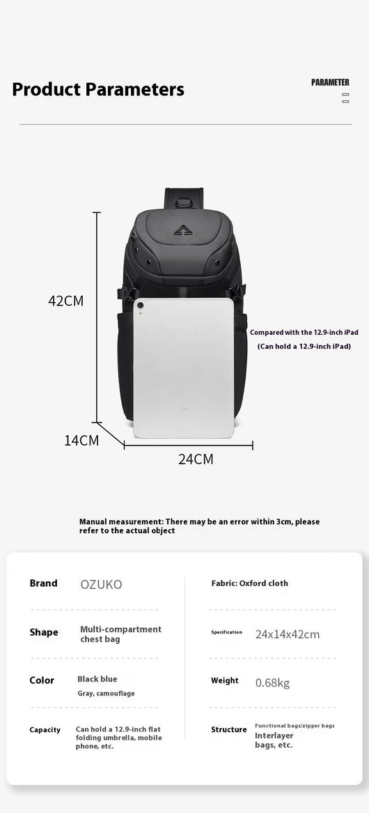 Bolsa Deportiva Impermeable para Hombre con Correa Cruzada - Image 11