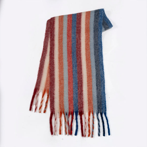 Bufanda de Rayas Multicolor Estilo Coreano para Invierno
