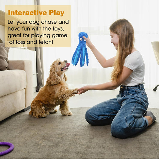 Juguete Pulpo Chirriante sin Relleno para Perros - Juguete Crujiente Interactivo para Cachorros - Image 8