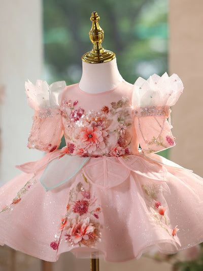 Vestido de Princesa Lujo Asequible para Fiestas de Cumpleaños Infantiles - Image 3