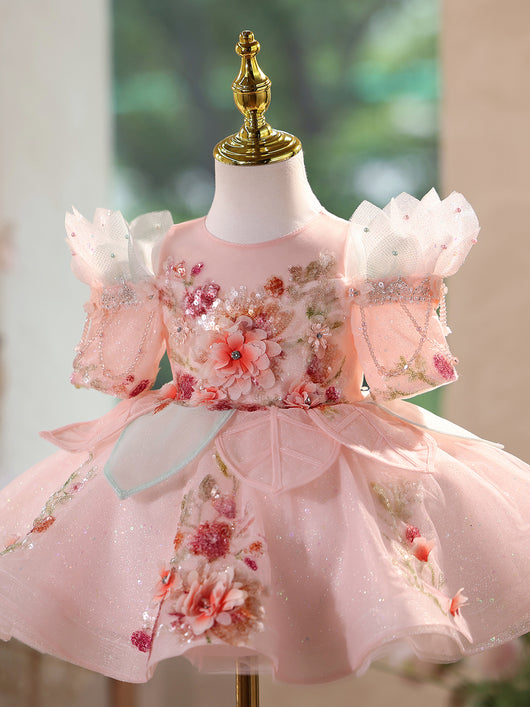 Vestido de Princesa Lujo Asequible para Fiestas de Cumpleaños Infantiles - Image 3