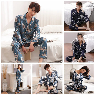 Pijamas de Seda para Parejas - Manga Larga Fresca y Cómoda - Image 35