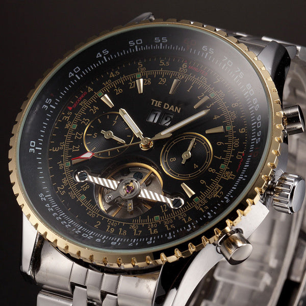 Reloj Automático Tourbillon con Calendario y Esfera Grande - Acero Inoxidable para Hombre - Image 4
