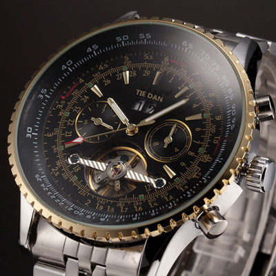 Reloj Automático Tourbillon con Calendario y Esfera Grande - Acero Inoxidable para Hombre - Image 4