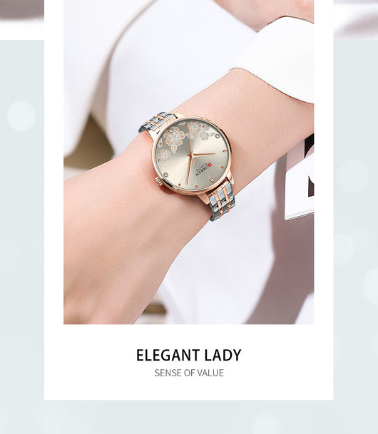 Reloj de Cuarzo para Mujer con Correa de Acero y Diseño Floral - Image 14