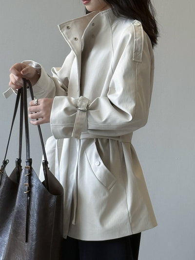 Abrigo Trench Casual Holgado con Cuello de Pie para Mujer - Image 13