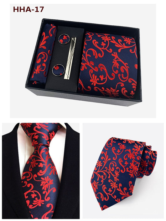 Set de Corbata Paisley con Clip y Caja de Regalo - Corbata Negra Elegante para Negocios - Image 29