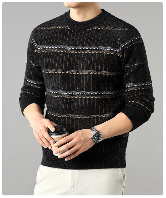 Suéter Grueso de Cuello Redondo para Hombre con Forro Polar y Textura de Visón Sintético - Image 33