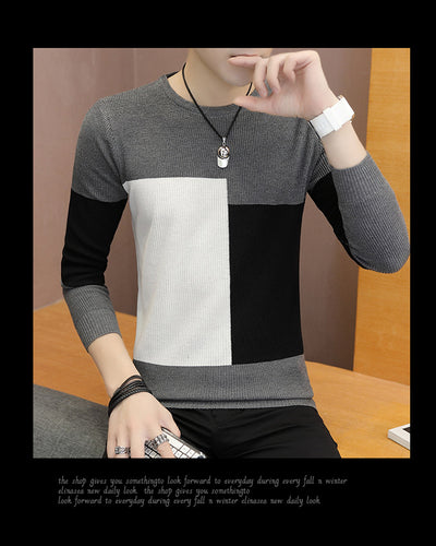 Suéter Tejido Cuello Redondo Estilo Coreano para Hombre - Image 9
