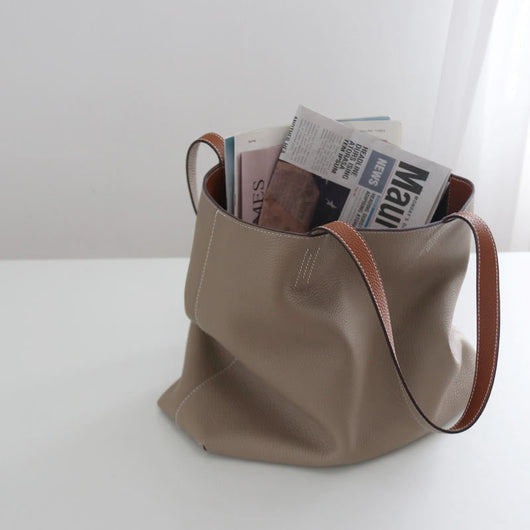 Bolso Grande de Cuero Genuino Doble Cara para Mujer - Image 7