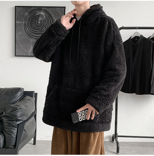 Chaqueta de Lana Polar con Capucha en Color Sólido para Hombre - Image 11