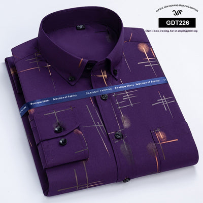 Camisa Casual Antimanchas para Hombre Maduro - Patrón Cuadros Bronce sin Planchado - Image 14