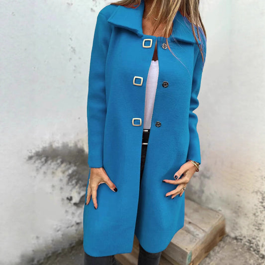 Abrigo de Lana para Mujer de Largo Medio con Diseño Cruzado Simple