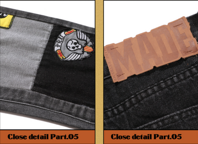 Jeans Guochao con Bordado de Patrón Callejero para Hombre - Image 10