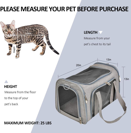 Transportín Suave Plegable para Gatos y Perros Pequeños hasta 7 kg - Gris - Image 5