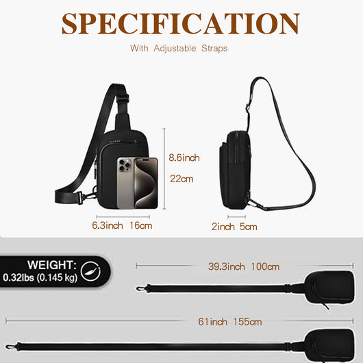 Bolsa Bandolera Minimalista Impermeable de Poliéster Liso - Image 11