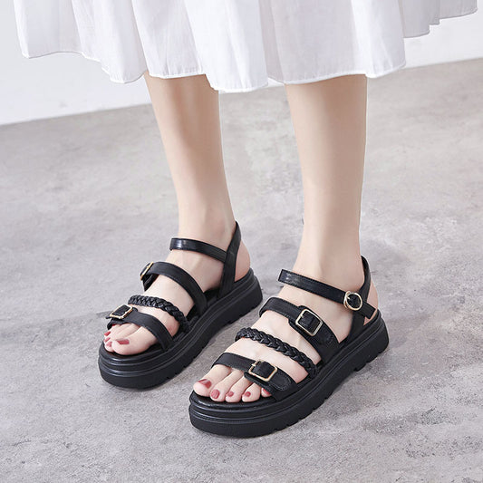 Sandalias Escolares Estilo Hada de Base Plana Gruesa - Versión Coreana para Niñas - Image 2