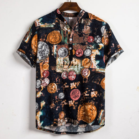Camisa Casual de Manga Corta Estampada para Hombre - Image 16