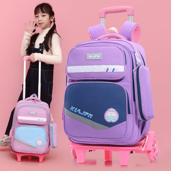 Mochila Escolar con Ruedas y Carrito Portátil Desmontable
