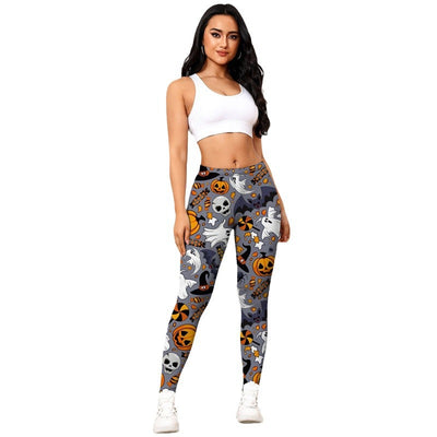 Leggings con Murciélagos, Fantasmas y Calabazas para Halloween - Image 3