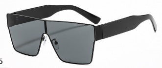 Oversized square sunglasses with a gold metal frame, dark gray lenses, and black plastic temples. - Image 14