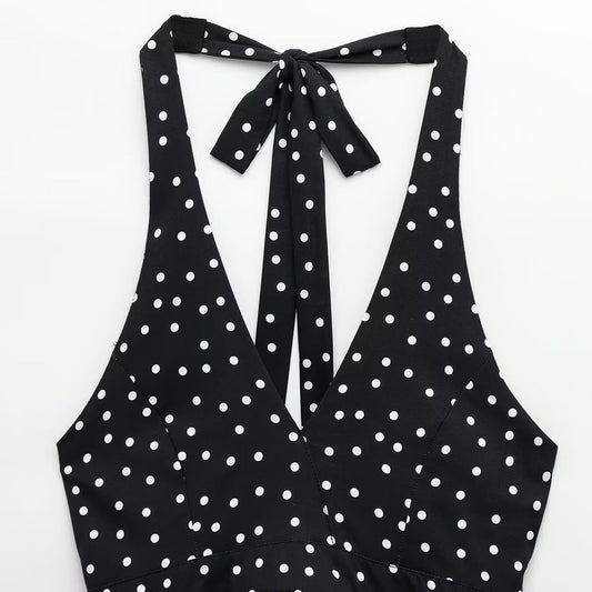 Top Halter Escotado con Lunares y Amarre Trasero para Mujer - Image 2