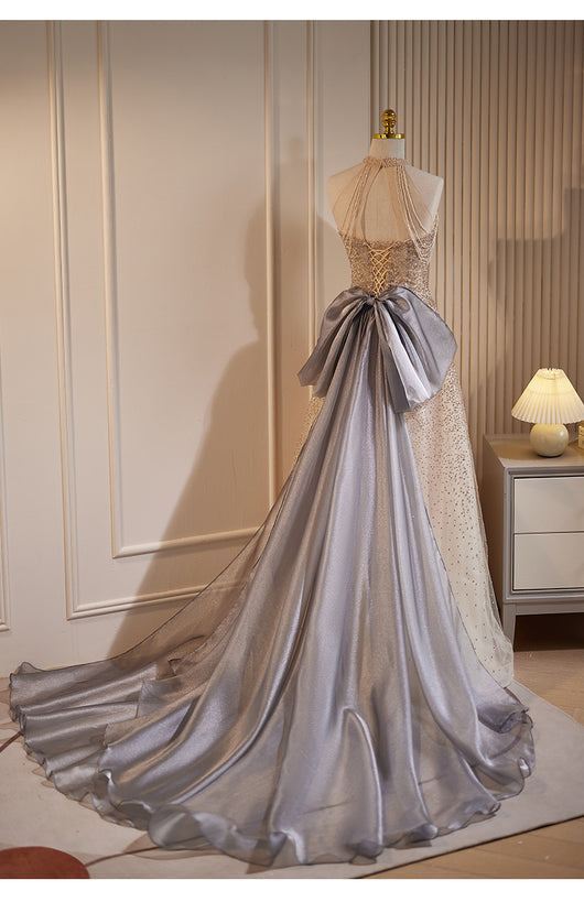 Vestido de Noche Champagne con Detalles de Flecos - Image 11